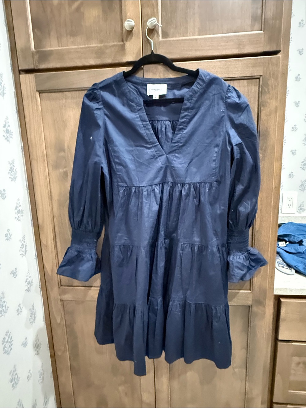 Tuckernuck Navy Tiered V-Neck Mini Dress